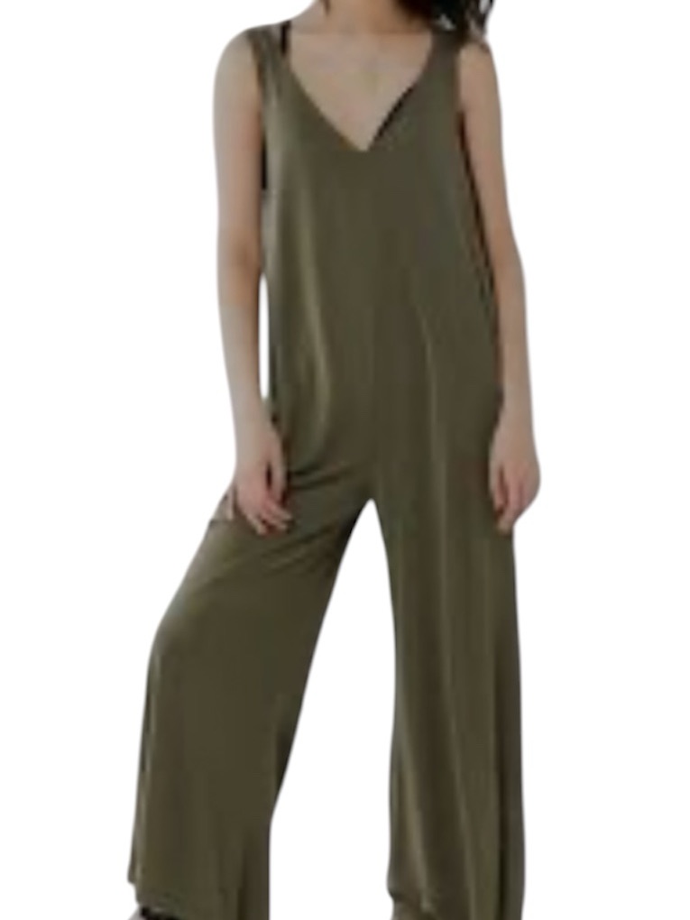 Forever 21 Olive Green Wide-Leg Jumpsuit Soft Gauze Material